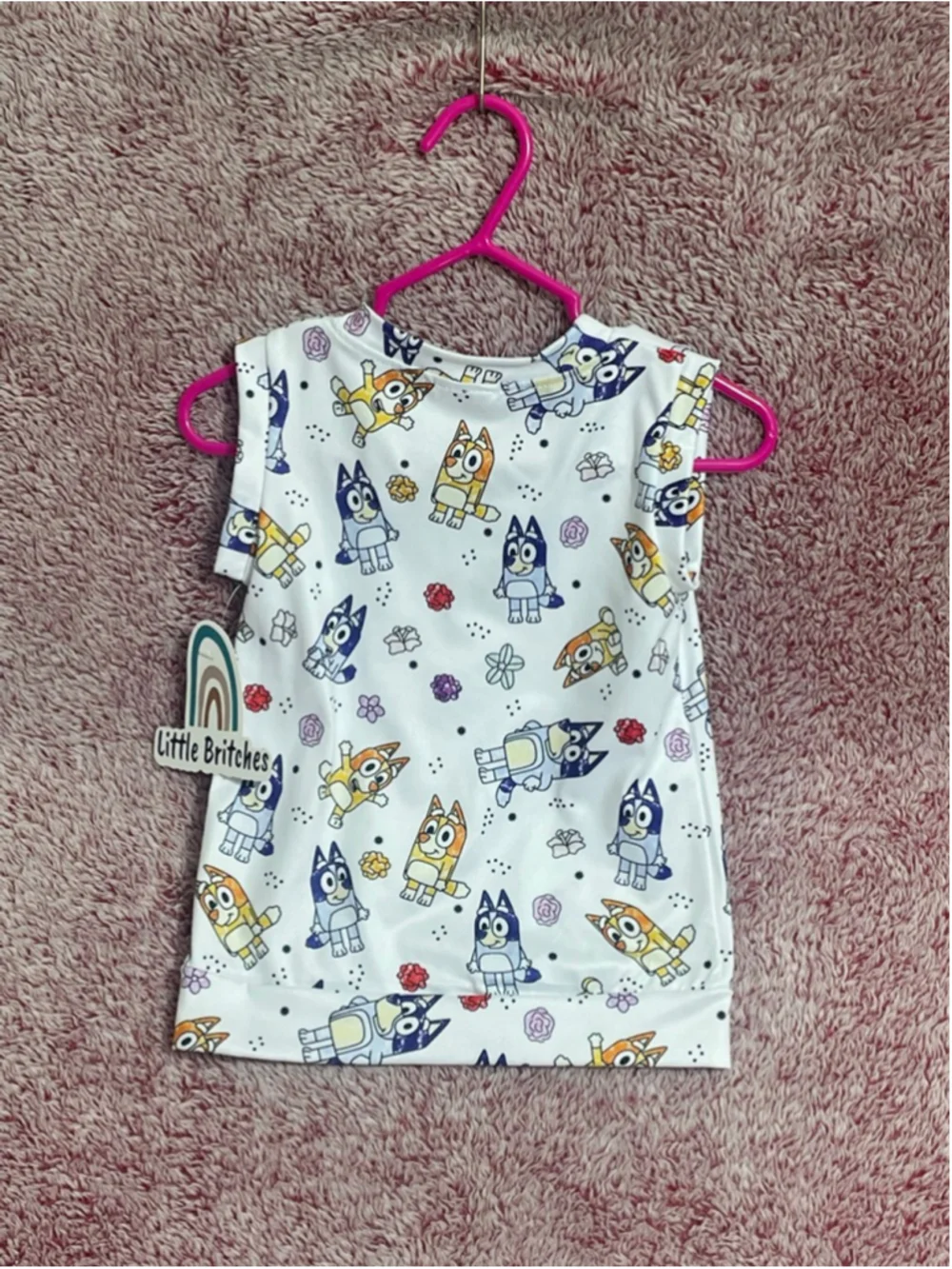 Girls Little Britches Matching Set 12-18 Months White Blue Bluey Print